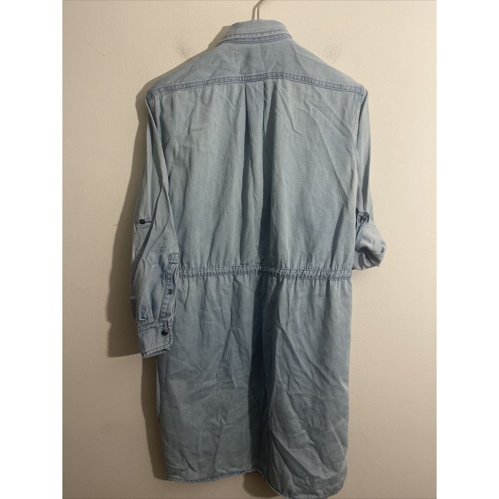 AllSaints Millie Women’s Denim Shirt Dress Sz Small Pearl Snap All Saint (Flaws) - Picture 7 of 11